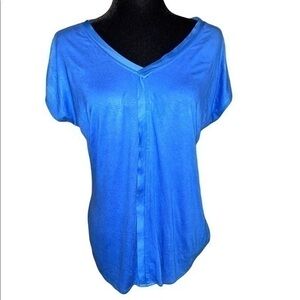 Worthington Blue Cap Sleeves Dressy Top Blouse